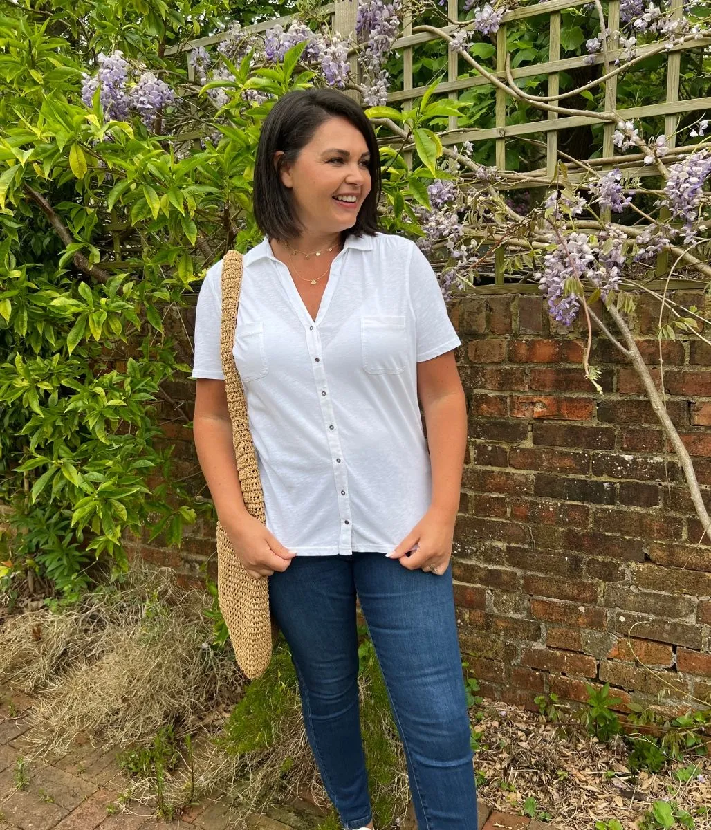 White Plain Jersey Shirt Butter Soft Handfeel MoistureWickingTechnology