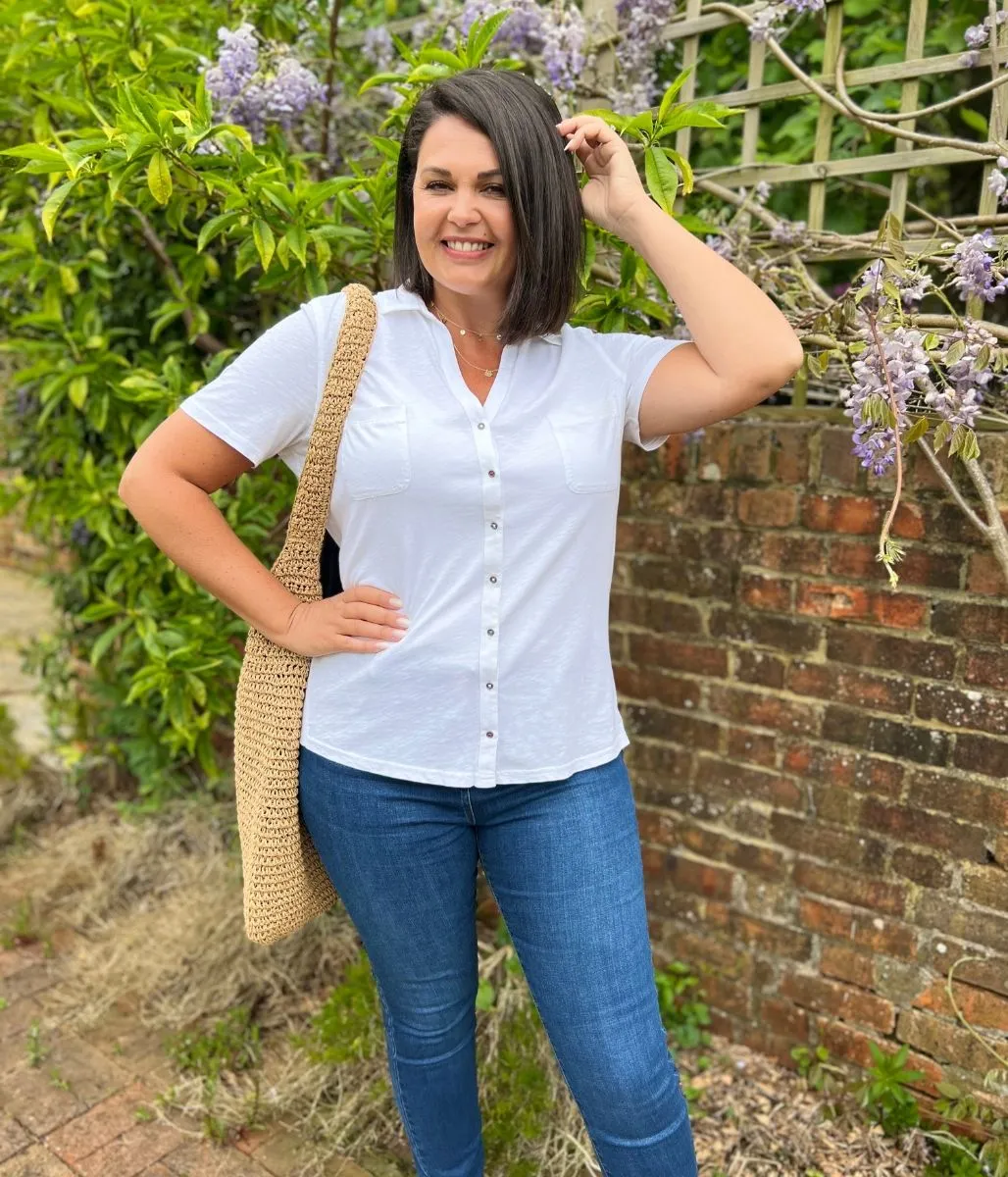 White Plain Jersey Shirt SubtleTexture Light Reflective Printing