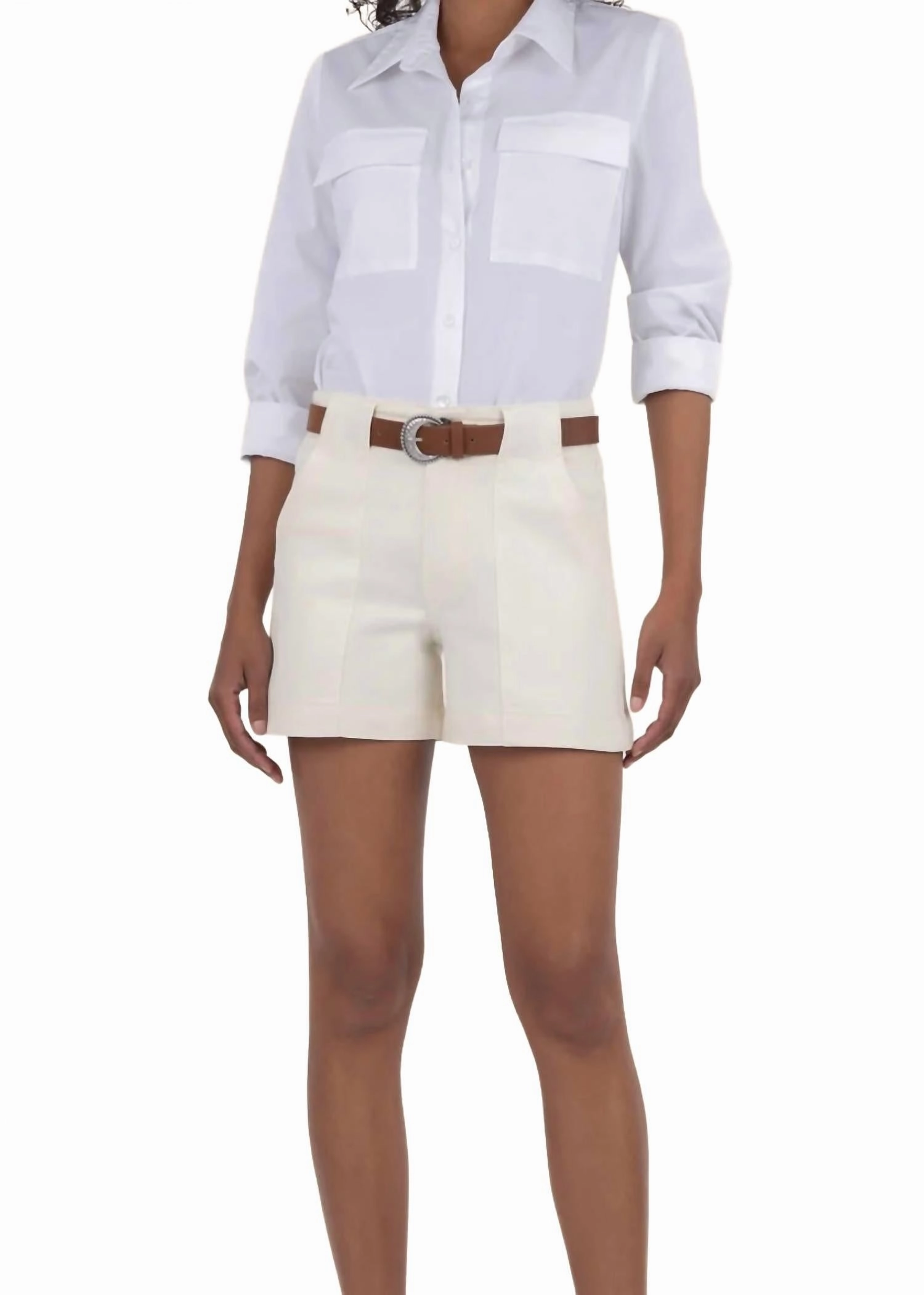 Jane High Rise Short In Ecru beach volleyball gear