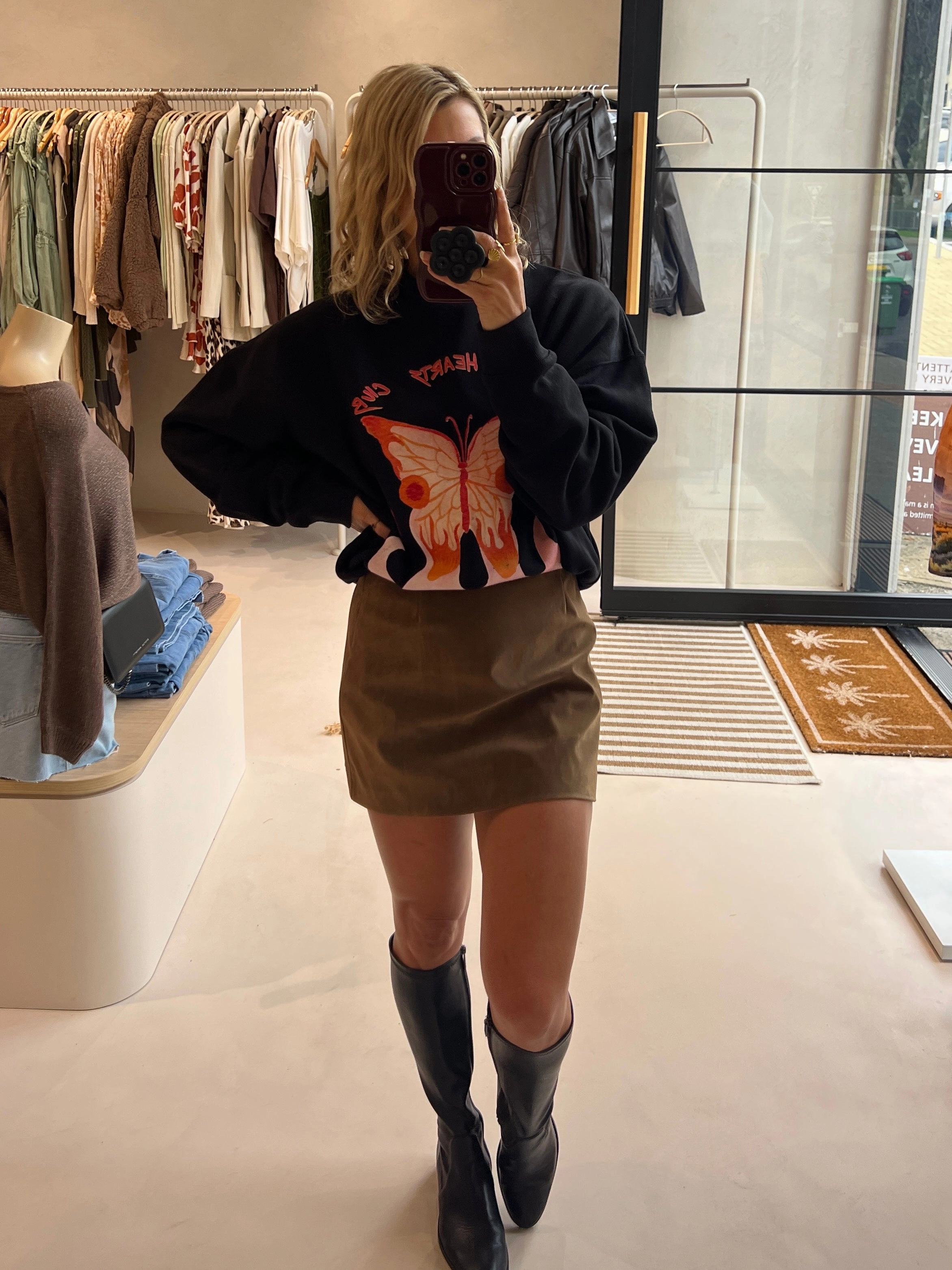 NIEVE SKIRT -LATTE Ruching Details Outfit Lookbook