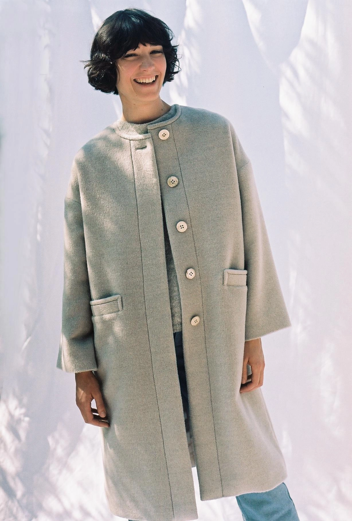 Zippered Pockets Quilted Pattern Winter Coat Lava Ash