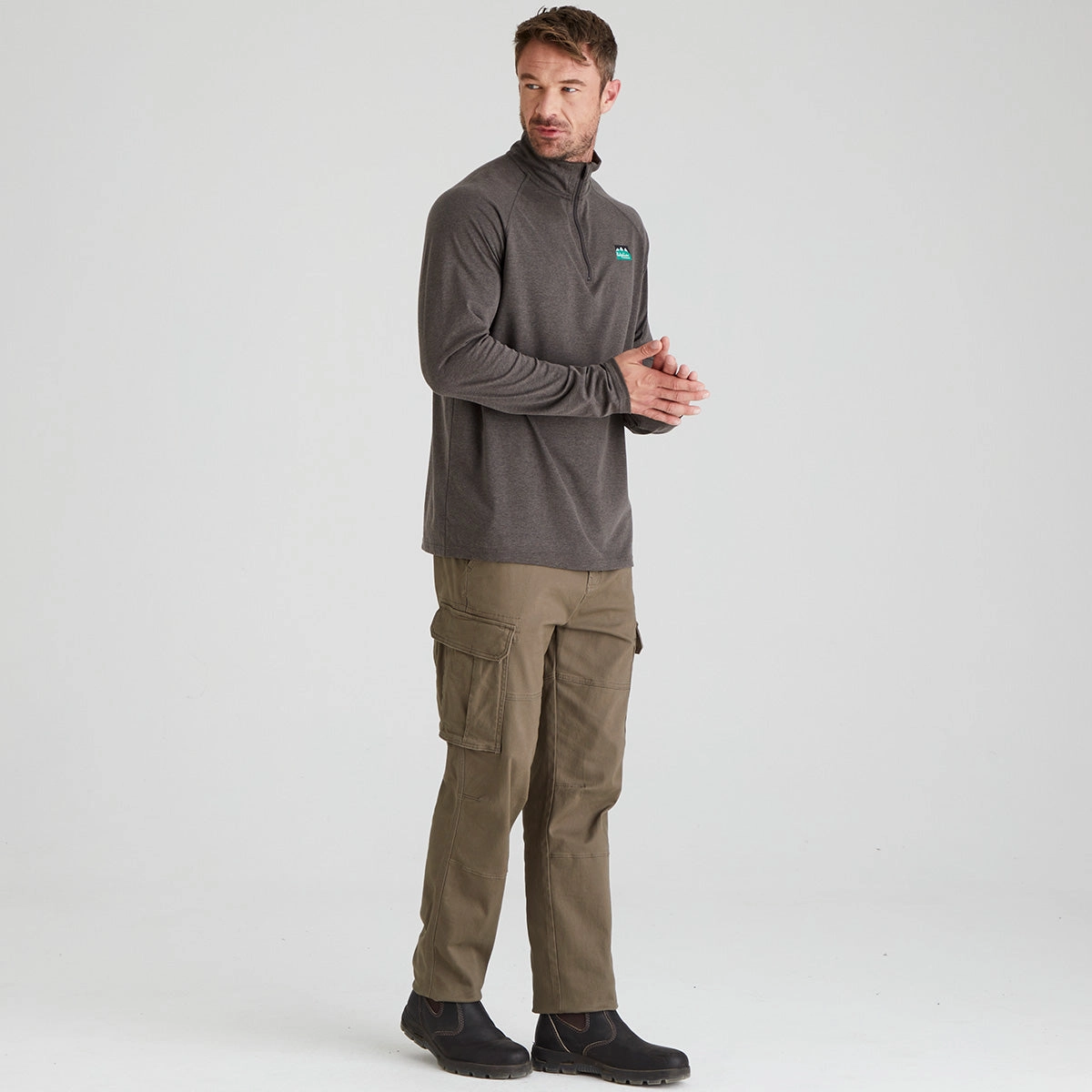 Men's Baseline Pull-on Zip Top Light Bark Marl Chilly Layering