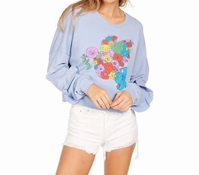 Functional Wear Cold Season Wear Chevelle Crop Pullover Floral Dove In Soft Sky Blue