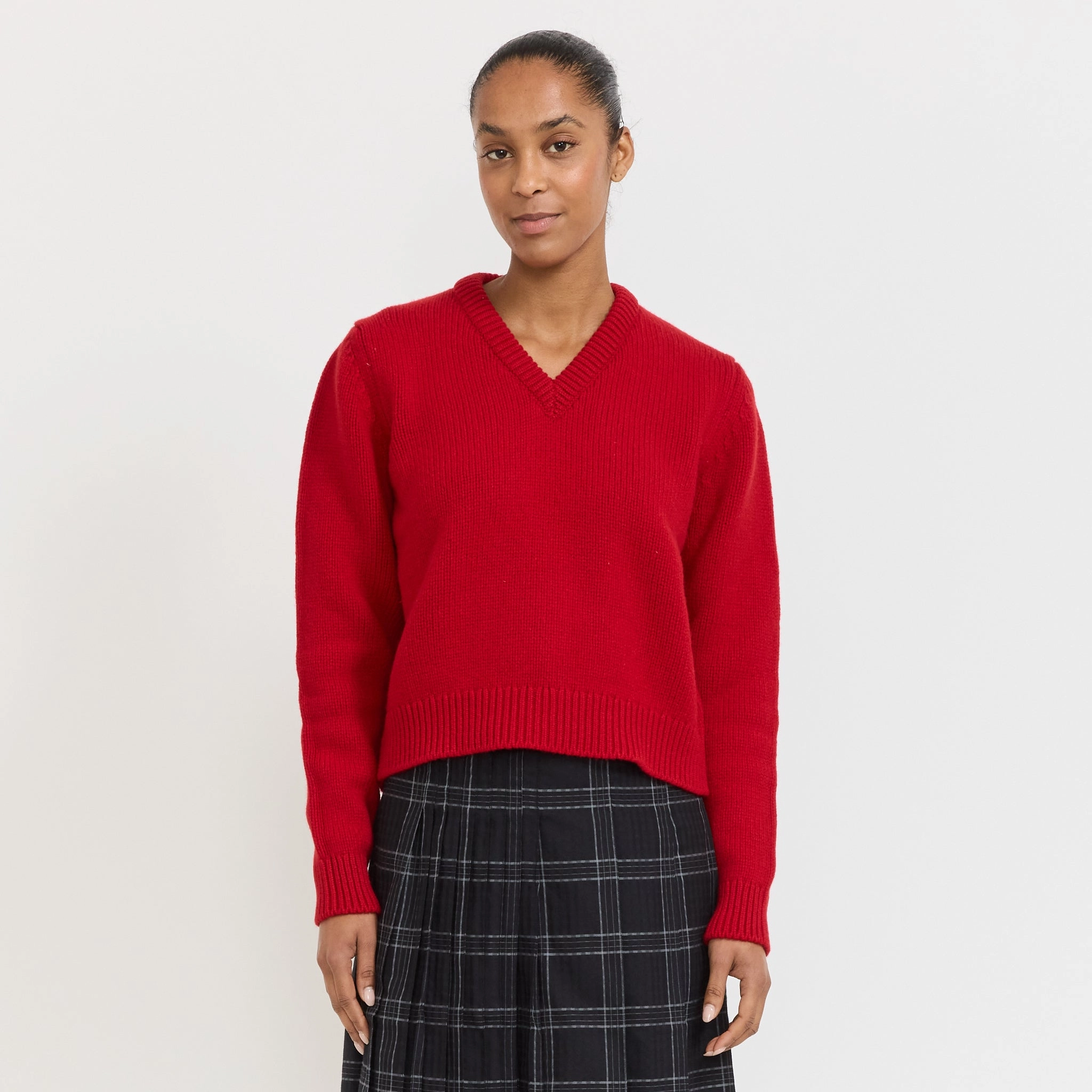 Glenn V-Neck Ruby Red Cozy Flex Cozy And Stylish