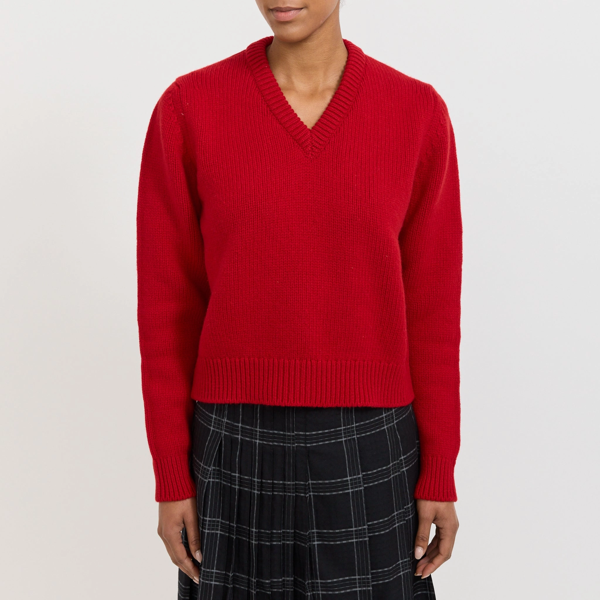 Breathable Textured Fabric Casual Wear Glenn V-Neck Ruby Red