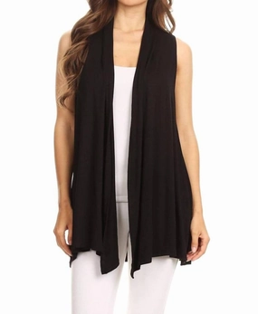 All-Day Knitwear Open-Front Sleeveless Cardigan In Black