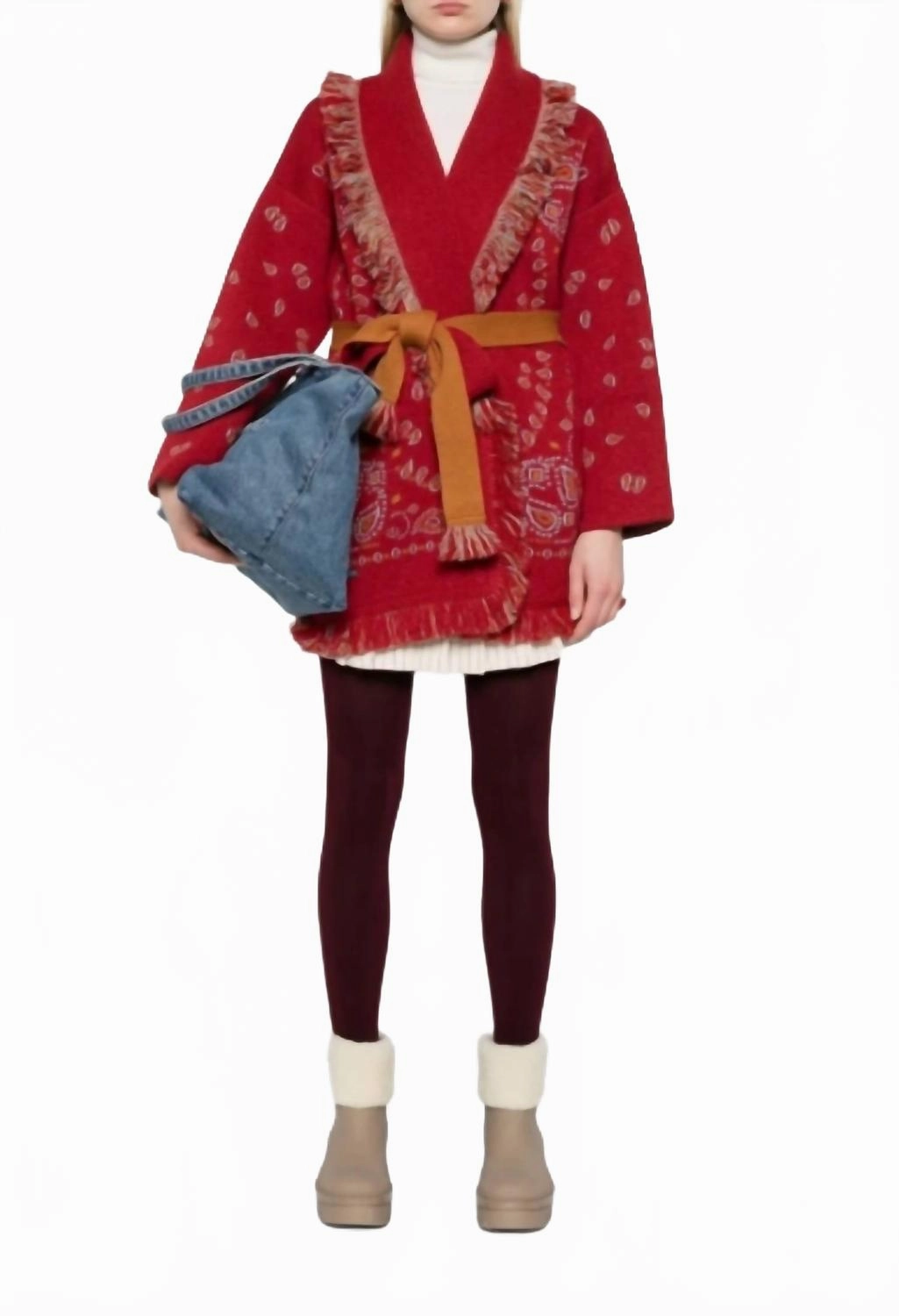 Bandana Cardigan In Ruby Red Perfect Layer