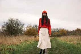 Wisteria Organic Cotton Twill Skirt in Off-White Detachable belt