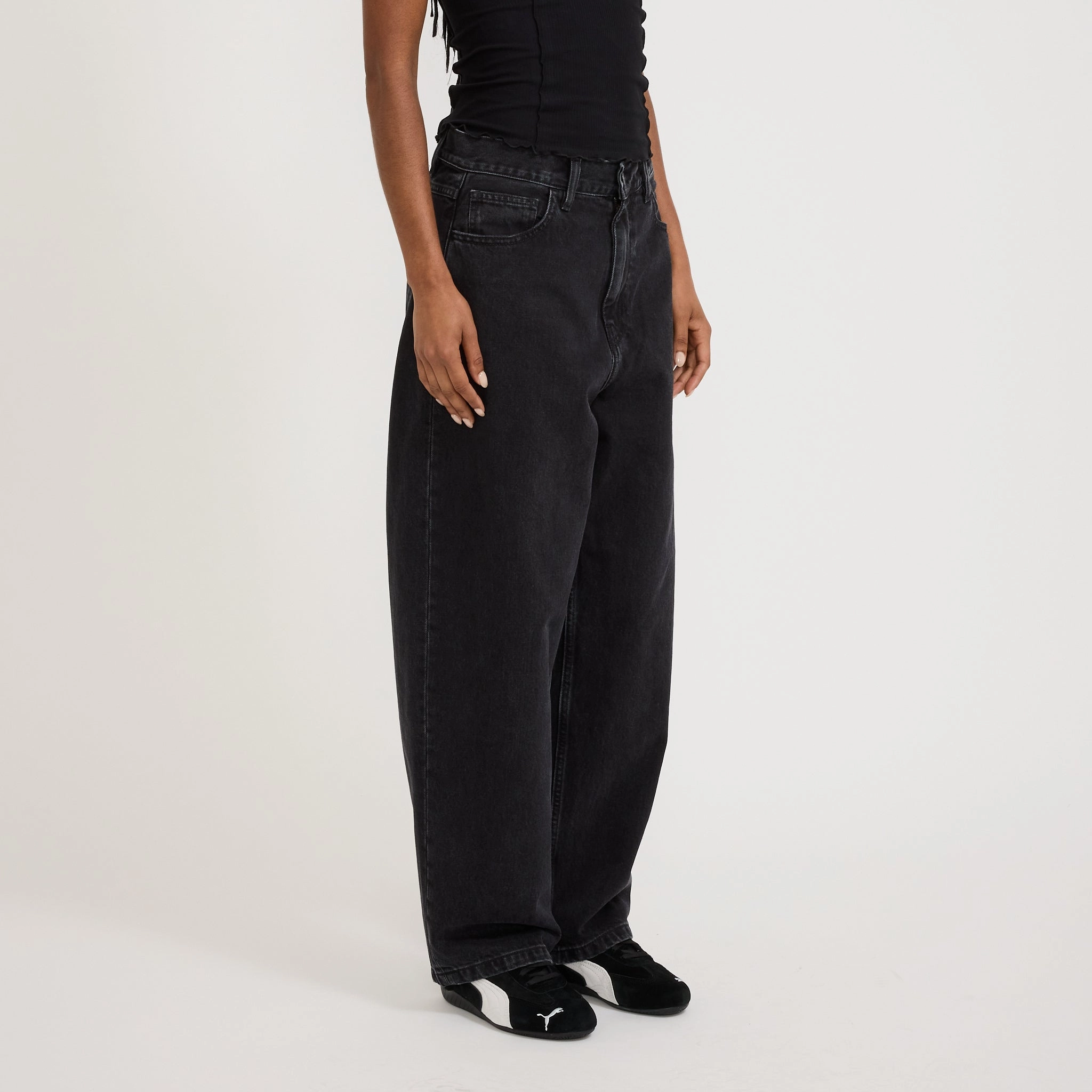 Sunny Vibes Teen Outfit Summer Vibes Weighted Hemline Women's Brandon Pant Black Stone Washed