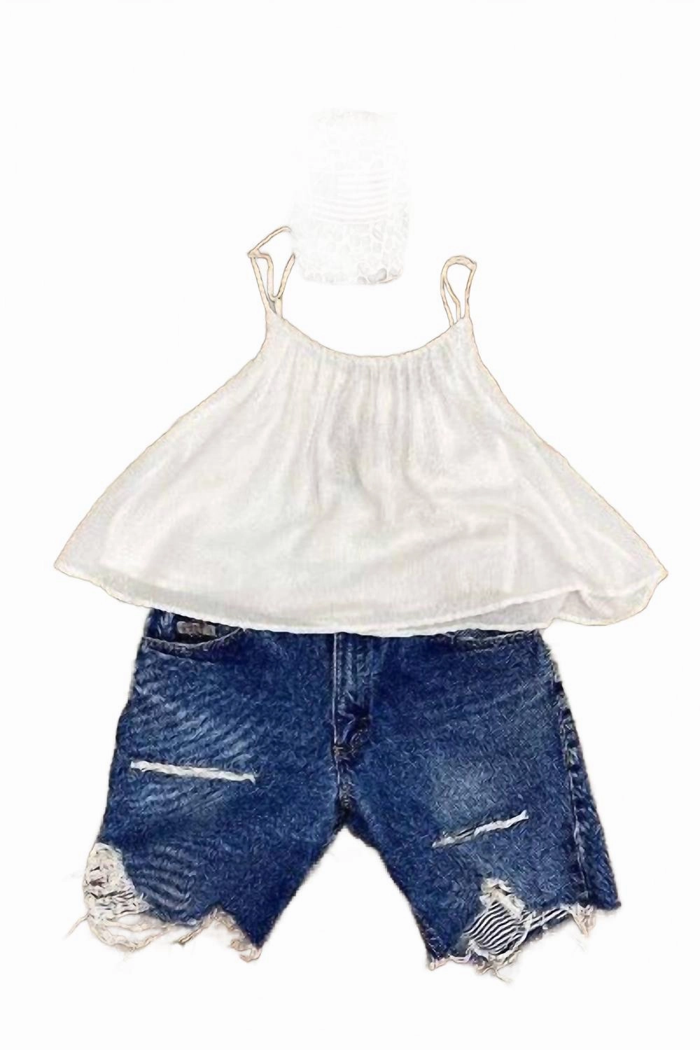 Sun Protection Fabric Women's Custom Vintage Diamond Gusset Denim Shorts In Black