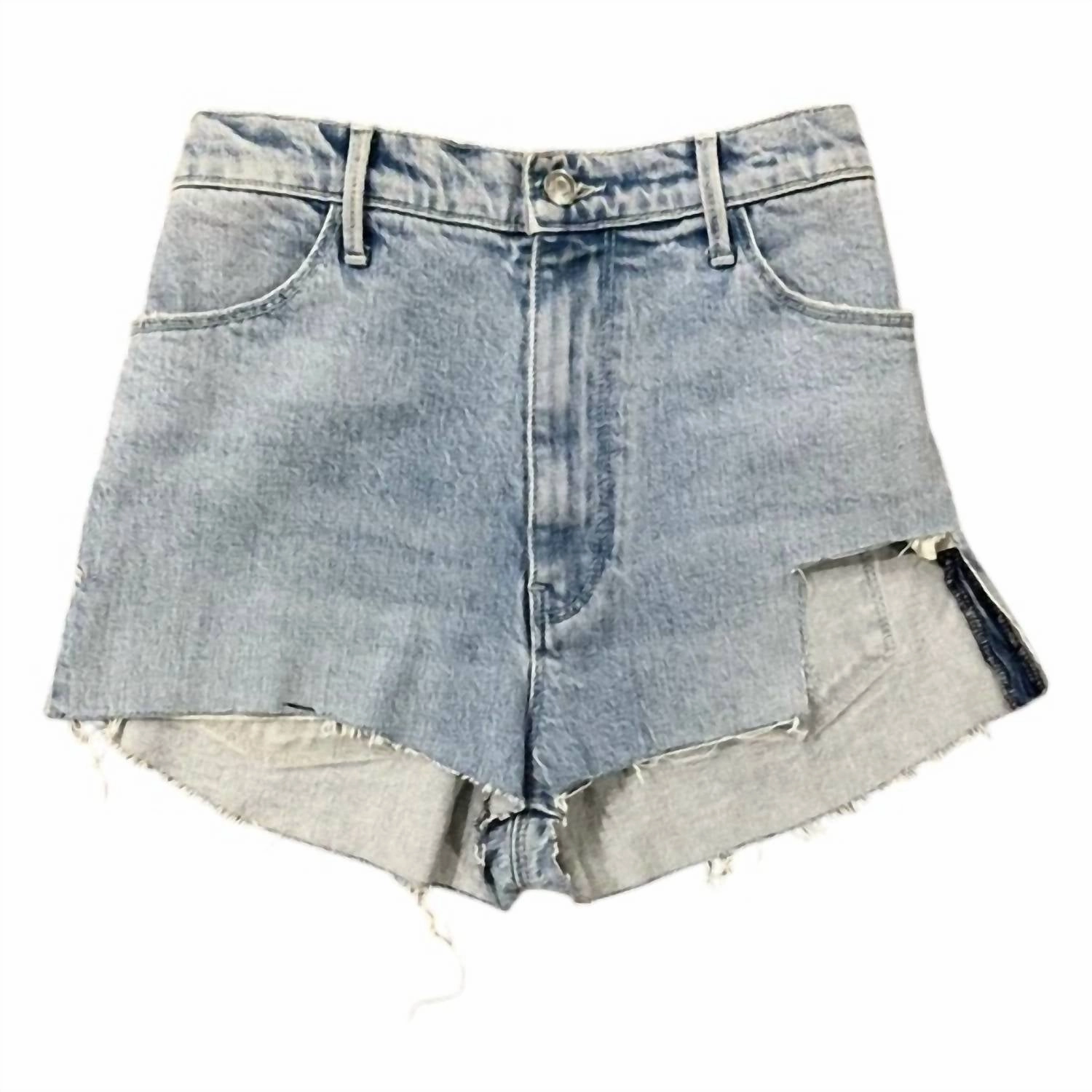 Women's High Rise Raw Hem Denim Shorts In Light Wash Quick Dry Fabric Layer Ready
