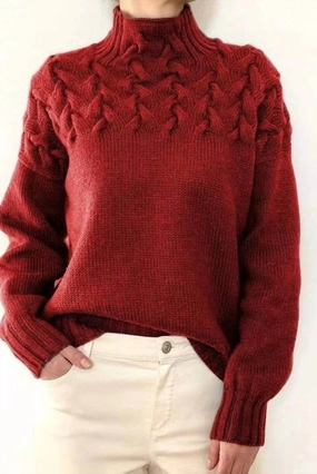 Snuggly Knit Women's Mock Neck Sweater In Red