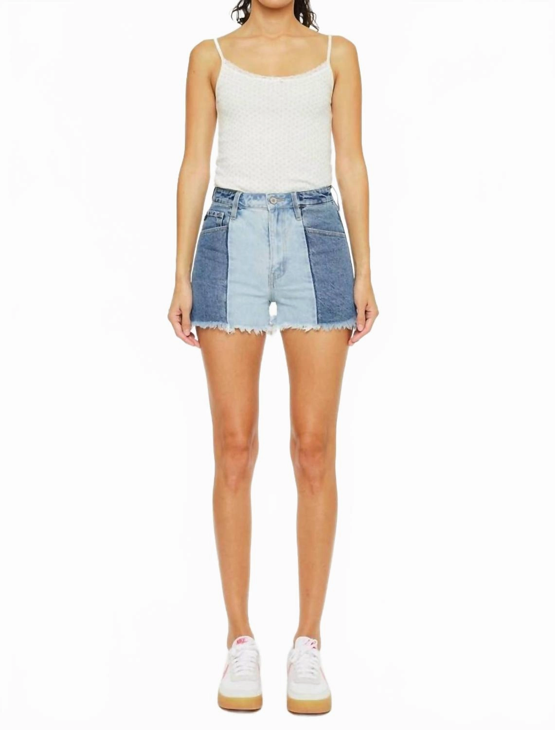 Women's Two Tone Denim Short In Medium spring shorts