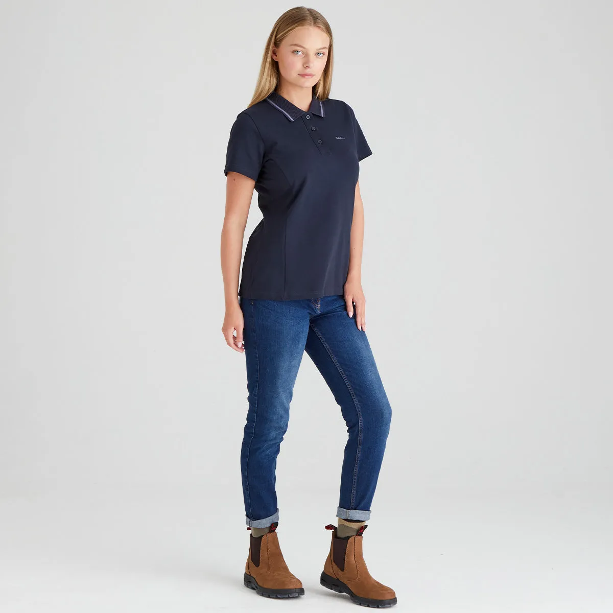Women's Kilworth Polo Shirt Navy FourWay Stretch Summer Sweater