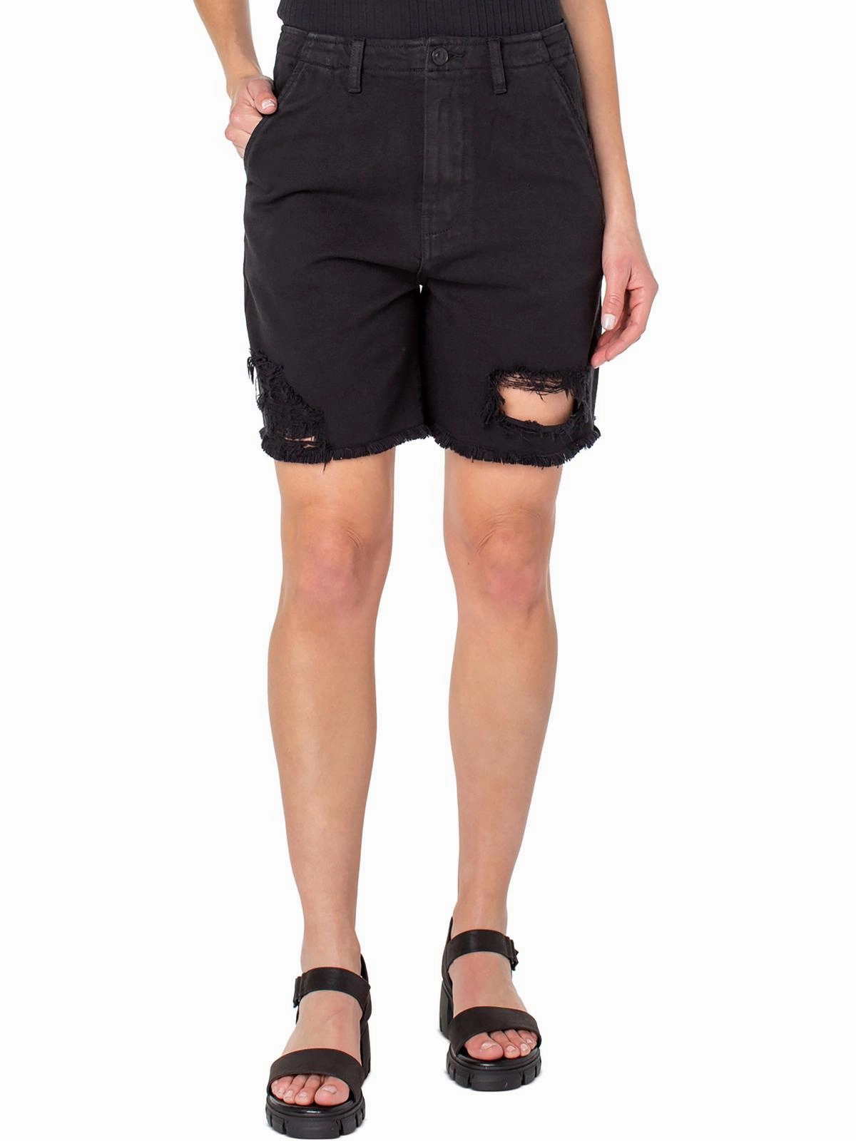 Blazer DoubleLayeredKnees Womens Frayed Hem Midi Cutoff Shorts