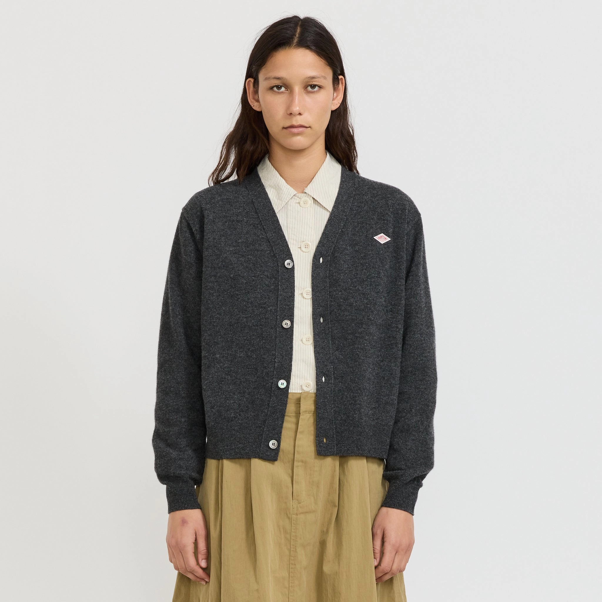 Comfortable apparel Womens V Neck Cardigan Carbon