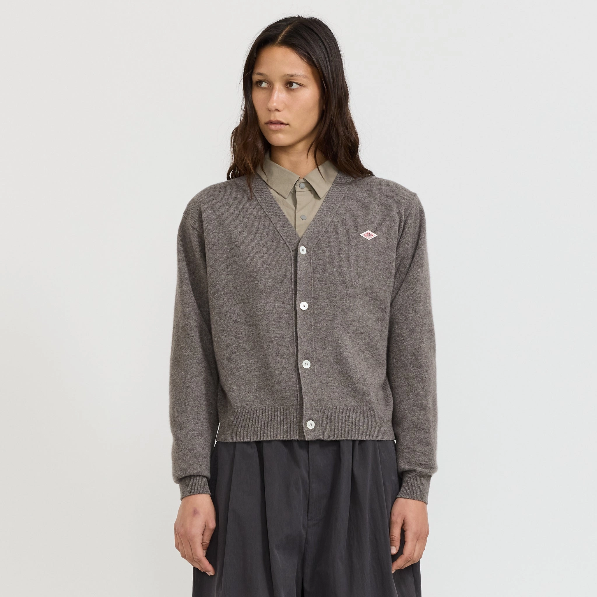 Ultra Soft Merino Blend Womens V Neck Cardigan Taupe