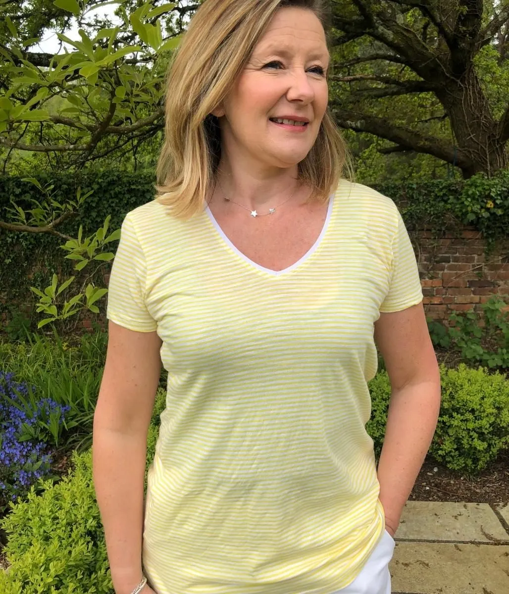 AntiStaticLining Yellow Fine Stripe Cotton Slub Tee