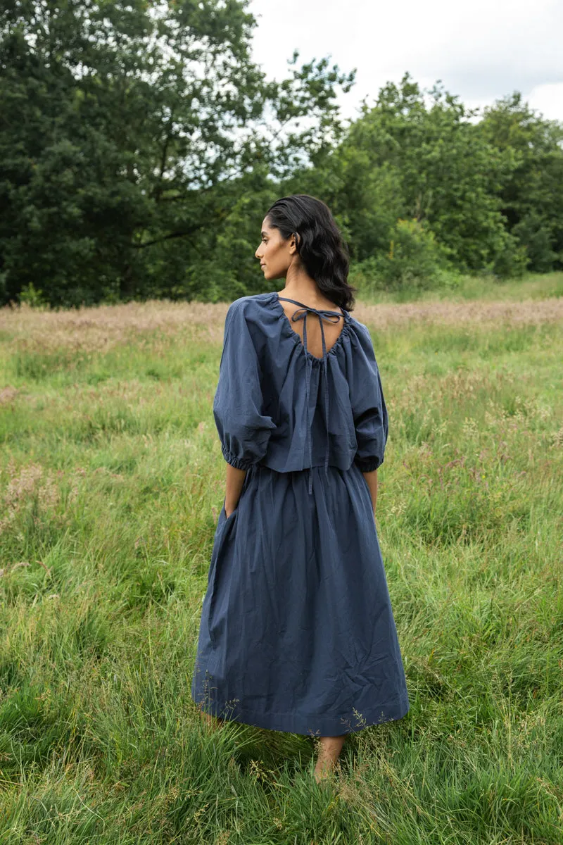 Goldie Organic Cotton Skirt in Midnight Reinforced Knees