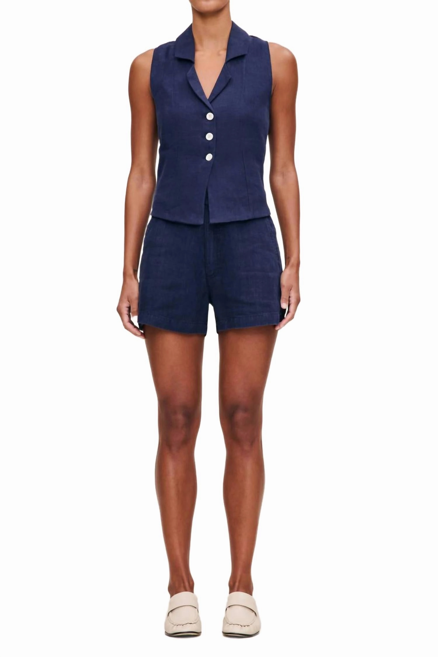 High-Performance Fit Taylor Linen Short In Bright Navy