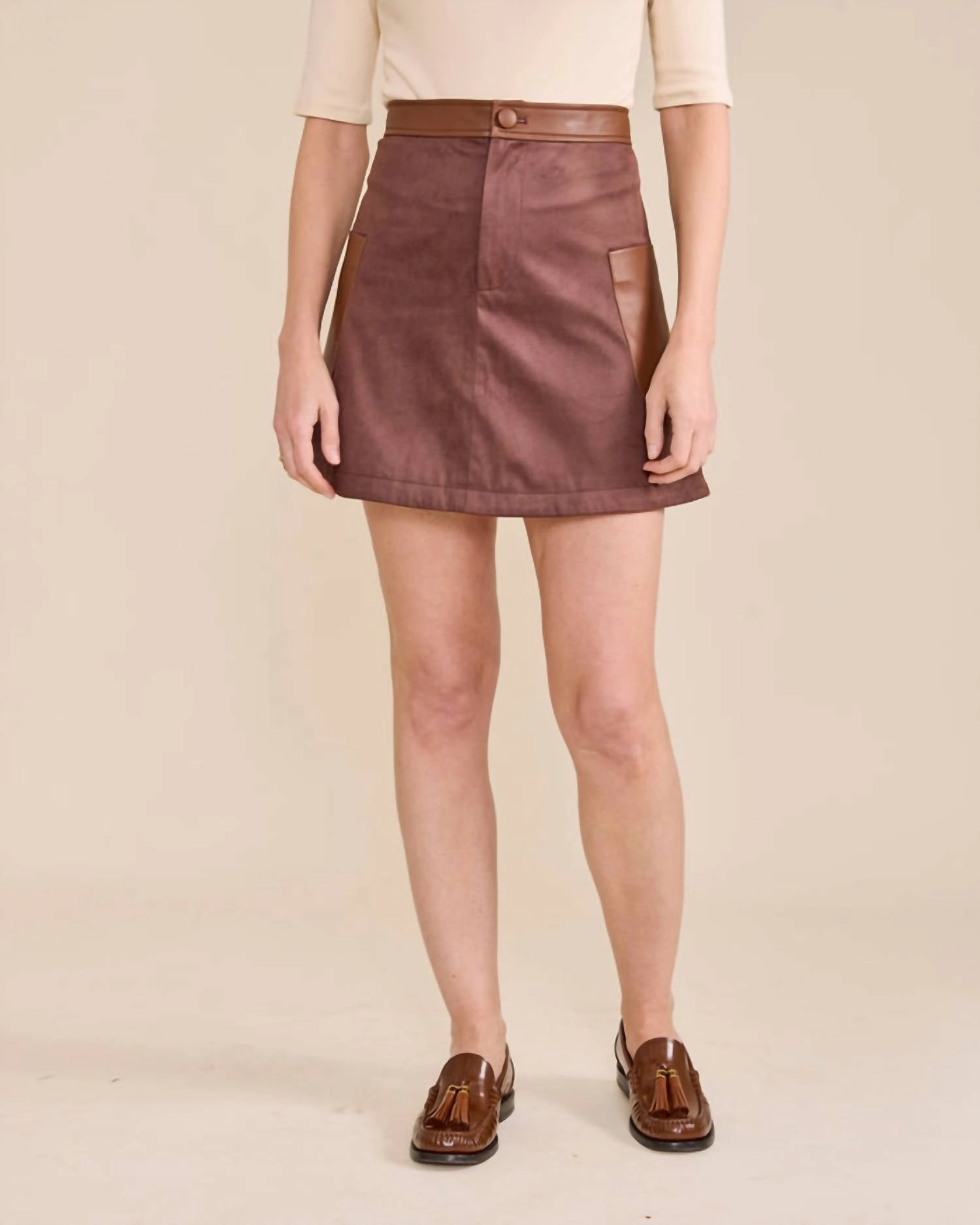 Tea length Zoe Mini Skirt In Chocolate